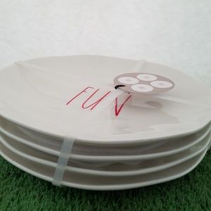 Rae Dunn 8" Melamine FUN plates NEW Set of 4